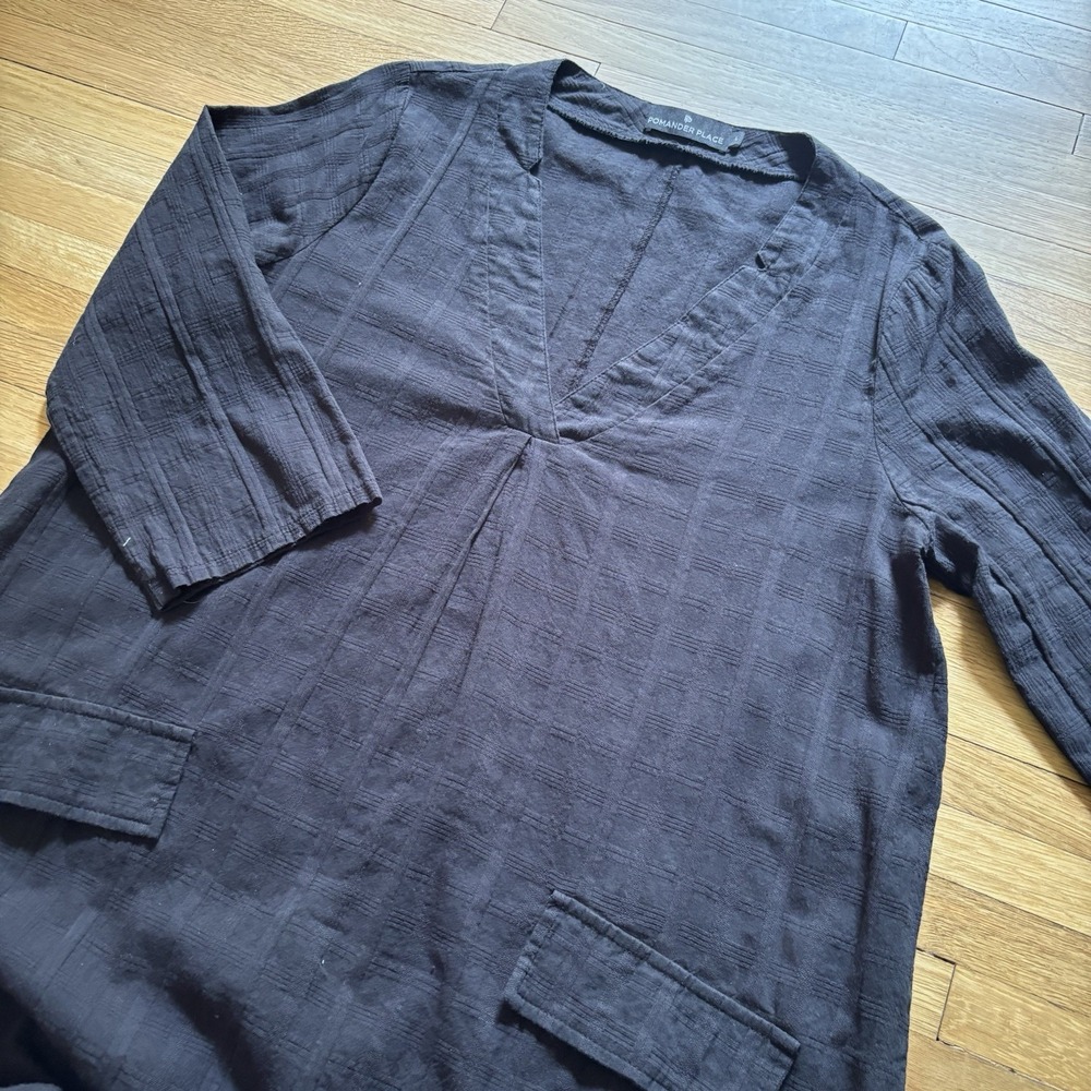 Pomander Place Tuckernuck Black Carolina Caftan Dress Maxi L Chic Minimal Resort - Picture 10 of 11